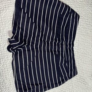 Navy Blue and White Striped Shorts